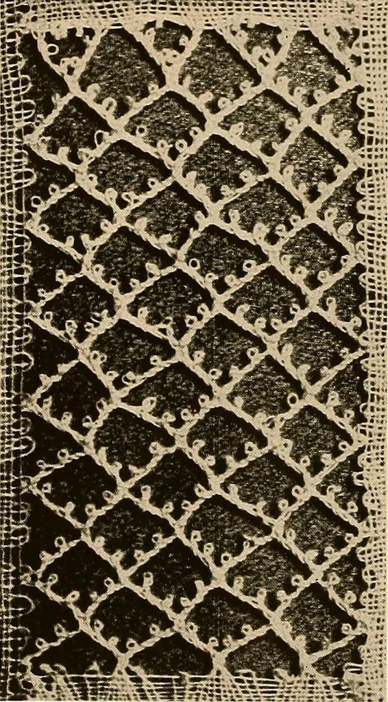An illustration from A lace guide for makers and collectors; with a bibliography and five-language nomenclature, profusely illus. with halftone plates and key designs, 1920, leaf 105