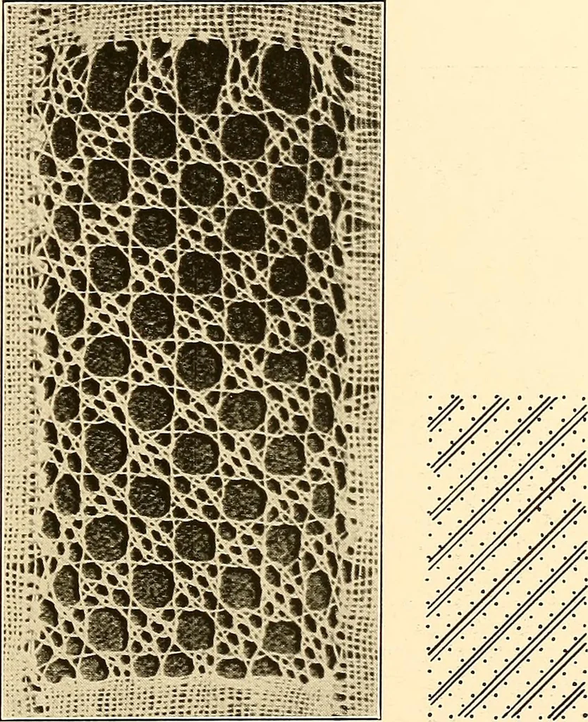 An illustration from A lace guide for makers and collectors; with a bibliography and five-language nomenclature, profusely illus. with halftone plates and key designs, 1920, leaf 142