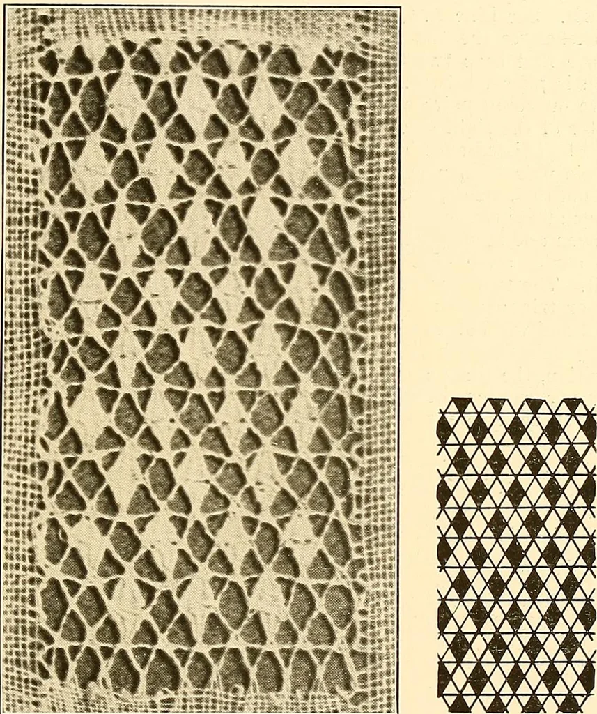 An illustration from A lace guide for makers and collectors; with a bibliography and five-language nomenclature, profusely illus. with halftone plates and key designs, 1920, leaf 154