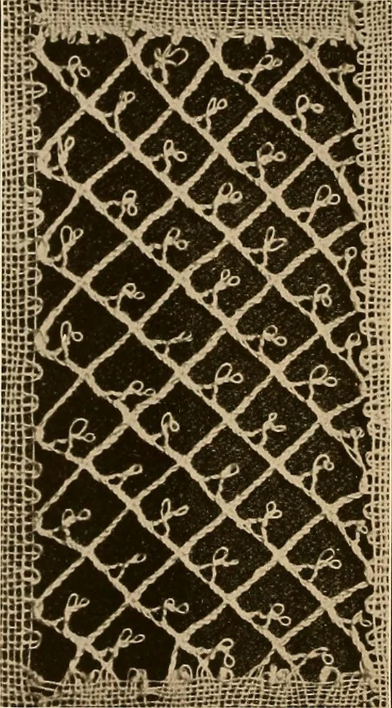 An illustration from A lace guide for makers and collectors; with a bibliography and five-language nomenclature, profusely illus. with halftone plates and key designs, 1920, leaf 195