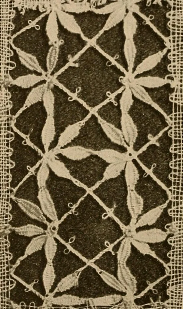 An illustration from A lace guide for makers and collectors; with a bibliography and five-language nomenclature, profusely illus. with halftone plates and key designs, 1920, leaf 197