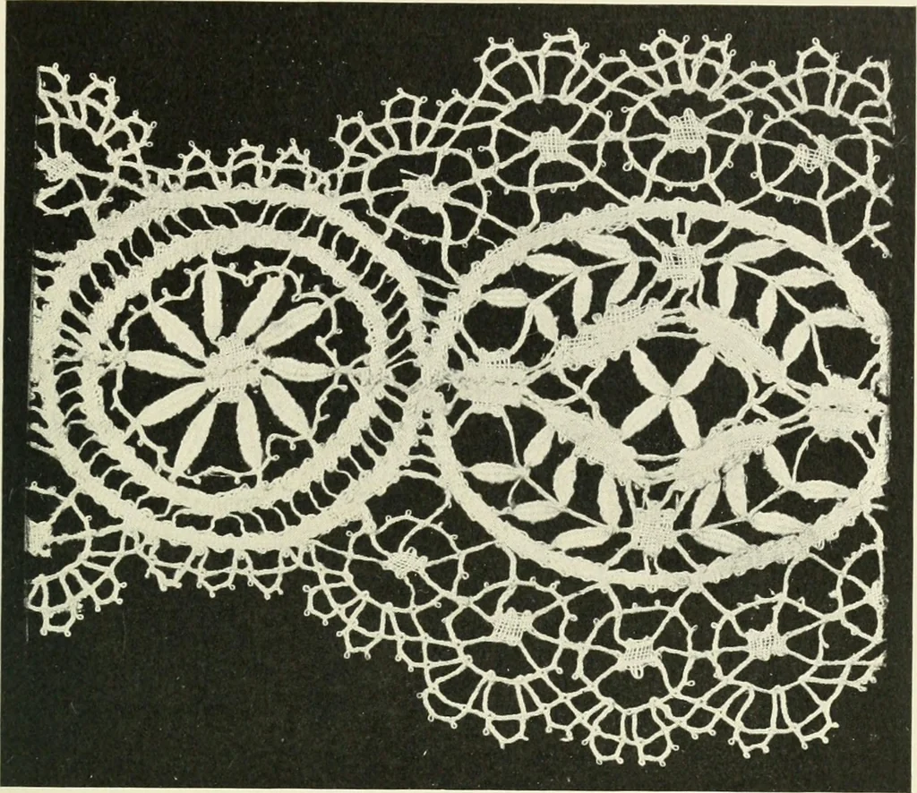 An illustration from Lace, its origin and history, 1904, leaf 57