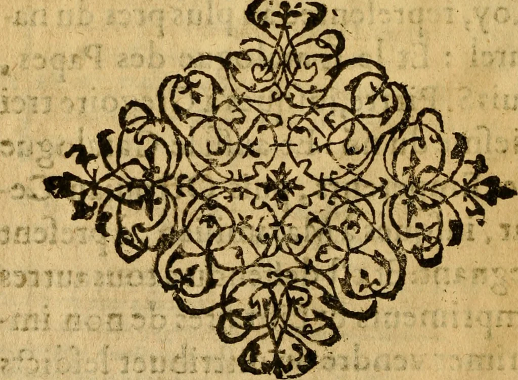 An illustration from La chronique des roys de France, puis Pharamond iusques au roy Henry, troisiesme, selon la computation des ans, iusques en l'an mil cinq cens soixante & quinze : Le catalogue des papes, puis S. Pierre iusques à Gregoire, treiziesme du nom. Le Catalogue des empereurs, puis Octouian Cesar iusques à Maximilian, present, 1576, leaf 15