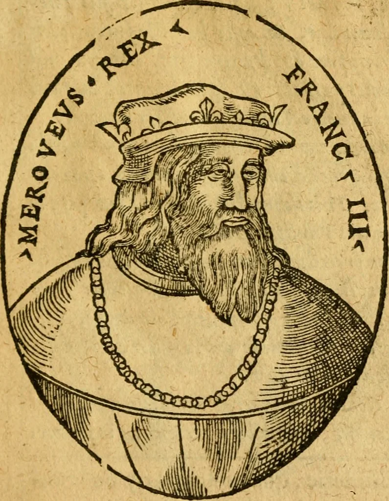 An illustration from La chronique des roys de France, puis Pharamond iusques au roy Henry, troisiesme, selon la computation des ans, iusques en l'an mil cinq cens soixante & quinze : Le catalogue des papes, puis S. Pierre iusques à Gregoire, treiziesme du nom. Le Catalogue des empereurs, puis Octouian Cesar iusques à Maximilian, present, 1576, leaf 22