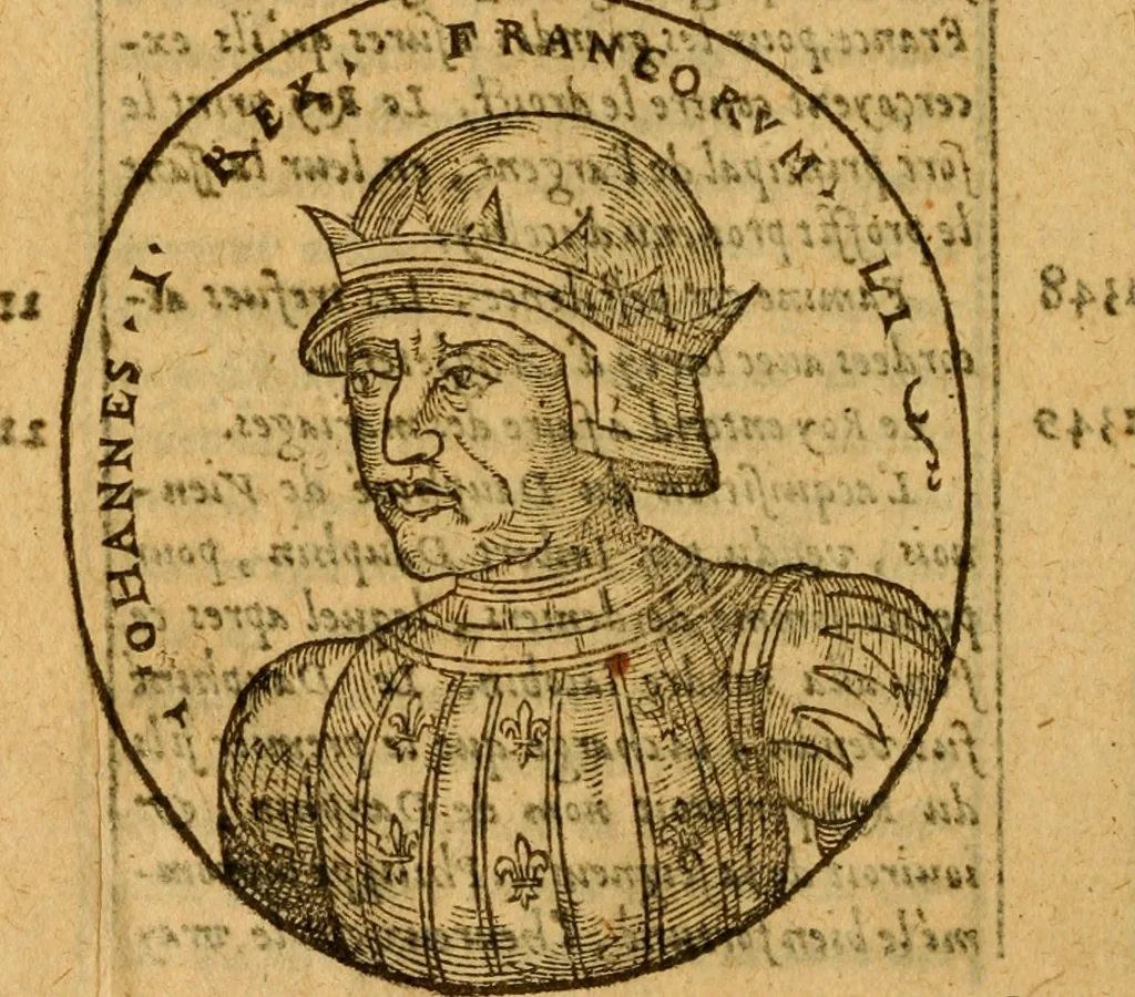 An illustration from La chronique des roys de France, puis Pharamond iusques au roy Henry, troisiesme, selon la computation des ans, iusques en l'an mil cinq cens soixante & quinze : Le catalogue des papes, puis S. Pierre iusques à Gregoire, treiziesme du nom. Le Catalogue des empereurs, puis Octouian Cesar iusques à Maximilian, present, 1576, leaf 225
