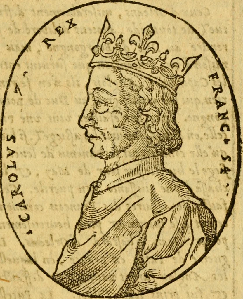 An illustration from La chronique des roys de France, puis Pharamond iusques au roy Henry, troisiesme, selon la computation des ans, iusques en l'an mil cinq cens soixante & quinze : Le catalogue des papes, puis S. Pierre iusques à Gregoire, treiziesme du nom. Le Catalogue des empereurs, puis Octouian Cesar iusques à Maximilian, present, 1576, leaf 262