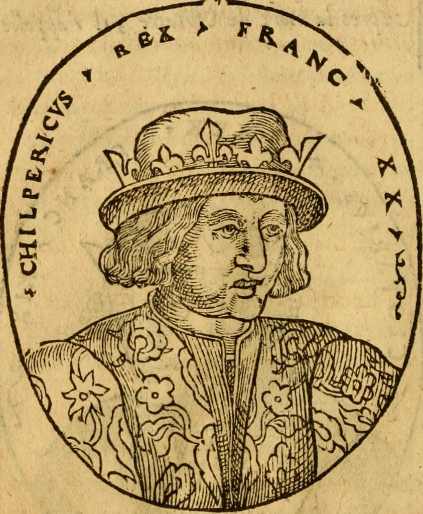 An illustration from La chronique des roys de France, puis Pharamond iusques au roy Henry, troisiesme, selon la computation des ans, iusques en l'an mil cinq cens soixante & quinze : Le catalogue des papes, puis S. Pierre iusques à Gregoire, treiziesme du nom. Le Catalogue des empereurs, puis Octouian Cesar iusques à Maximilian, present, 1576, leaf 79