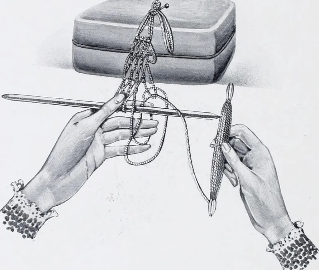 An illustration from Lacis, practical instructions in filet brodé or darning on net;, 1909, leaf 138