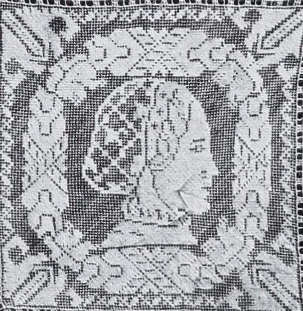 An illustration from Lacis, practical instructions in filet brodé or darning on net;, 1909, leaf 54