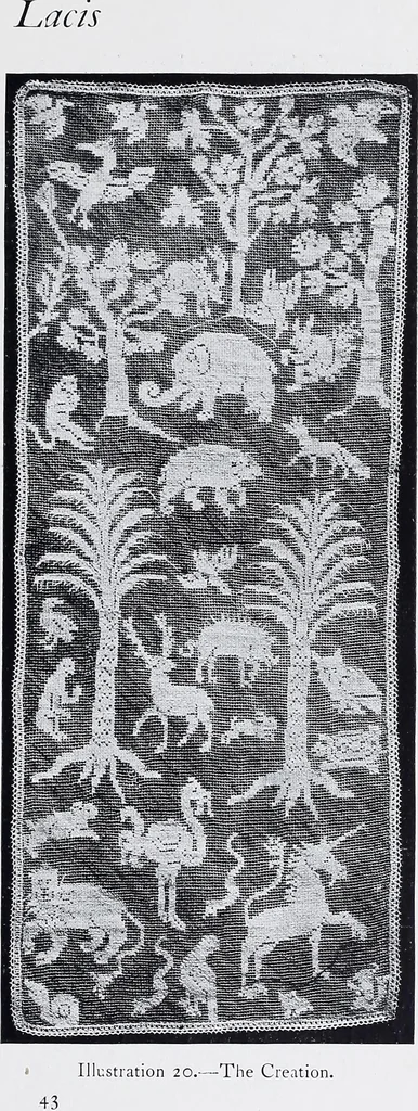 An illustration from Lacis, practical instructions in filet brodé or darning on net;, 1909, leaf 67