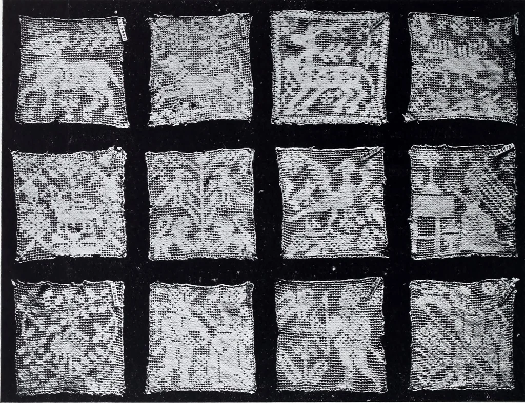An illustration from Lacis, practical instructions in filet brodé or darning on net;, 1909, leaf 68