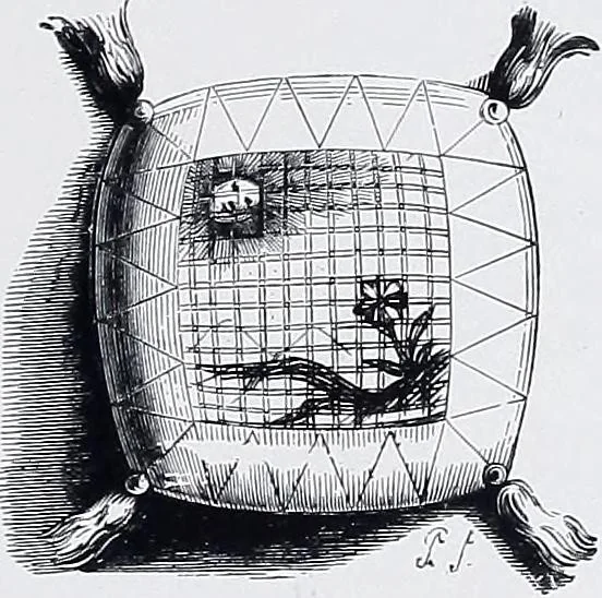 An illustration from Lacis, practical instructions in filet brodé or darning on net;, 1909, leaf 9