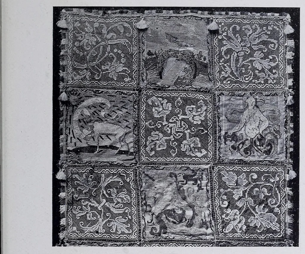 An illustration from Lacis, practical instructions in filet brodé or darning on net:, 1909, leaf 55