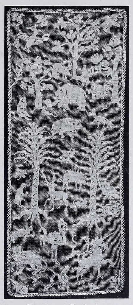 An illustration from Lacis, practical instructions in filet brodé or darning on net:, 1909, leaf 69