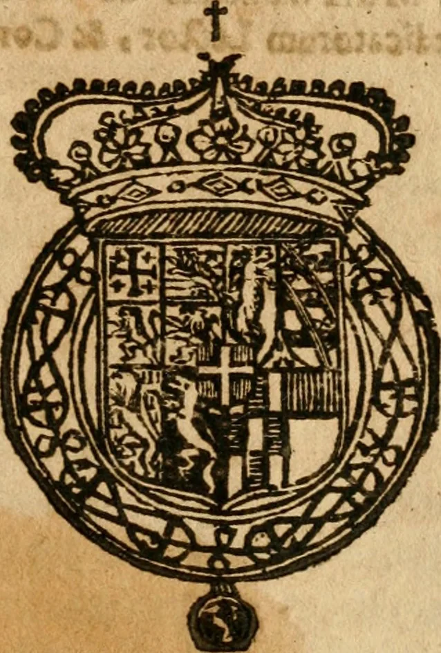 An illustration from La corte delle virtu reali al seguito di Carlo Emanuele secondo dal trono alla tomba : pompa funebre alla R.S.A. eretta nel duomo dalla città di Saluzzo : e dedicata all' ... conte Carlo Gerolamo Solaro di Moretta ..., 1675, leaf 26
