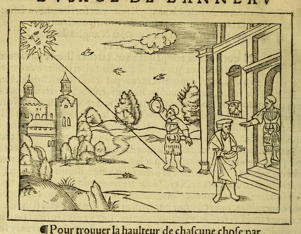 An illustration from La cosmographie de Pierre Apian, libure tresutile, traictant de toutes les regions [et] pays du monde par artifice astronomicque, nouuellement traduict de latin en françois. ; Et par Gemma Frison ... corrige. Auecq[ue] aultres libures du mesme Gemma Fr. appartenantz audict artifice, com[m]e la page ensuyuante la declaire, 1544, leaf 126