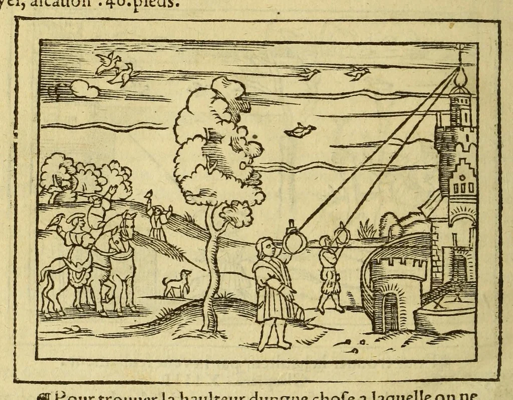 An illustration from La cosmographie de Pierre Apian, libure tresutile, traictant de toutes les regions [et] pays du monde par artifice astronomicque, nouuellement traduict de latin en françois. ; Et par Gemma Frison ... corrige. Auecq[ue] aultres libures du mesme Gemma Fr. appartenantz audict artifice, com[m]e la page ensuyuante la declaire, 1544, leaf 128