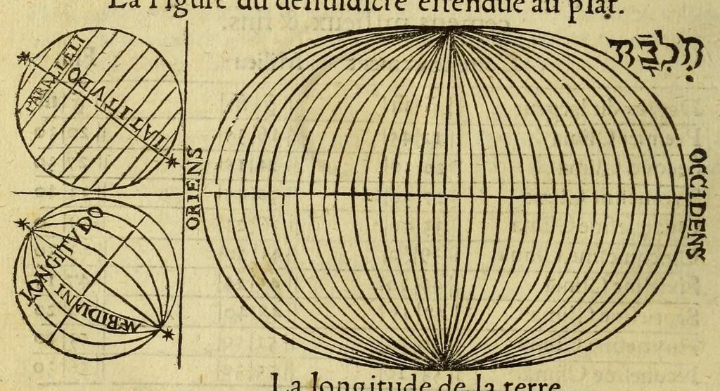 An illustration from La cosmographie de Pierre Apian, libure tresutile, traictant de toutes les regions [et] pays du monde par artifice astronomicque, nouuellement traduict de latin en françois. ; Et par Gemma Frison ... corrige. Auecq[ue] aultres libures du mesme Gemma Fr. appartenantz audict artifice, com[m]e la page ensuyuante la declaire, 1544, leaf 22