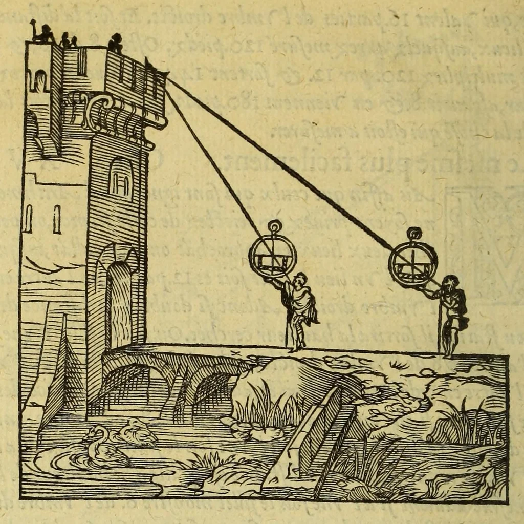 An illustration from La cosmographie de Pierre Apian, ... traictant de toutes les regions, pais, villes, [et] citez du monde, par artifice astronomique,, 1551, leaf 150