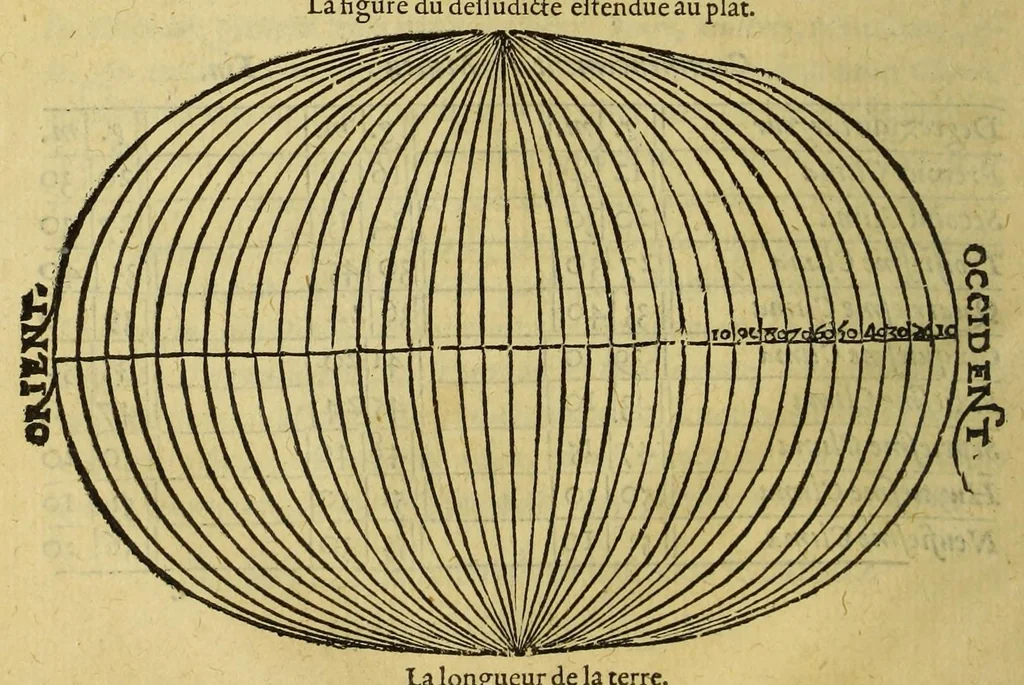 An illustration from La cosmographie de Pierre Apian, ... traictant de toutes les regions, pais, villes, [et] citez du monde, par artifice astronomique,, 1551, leaf 24