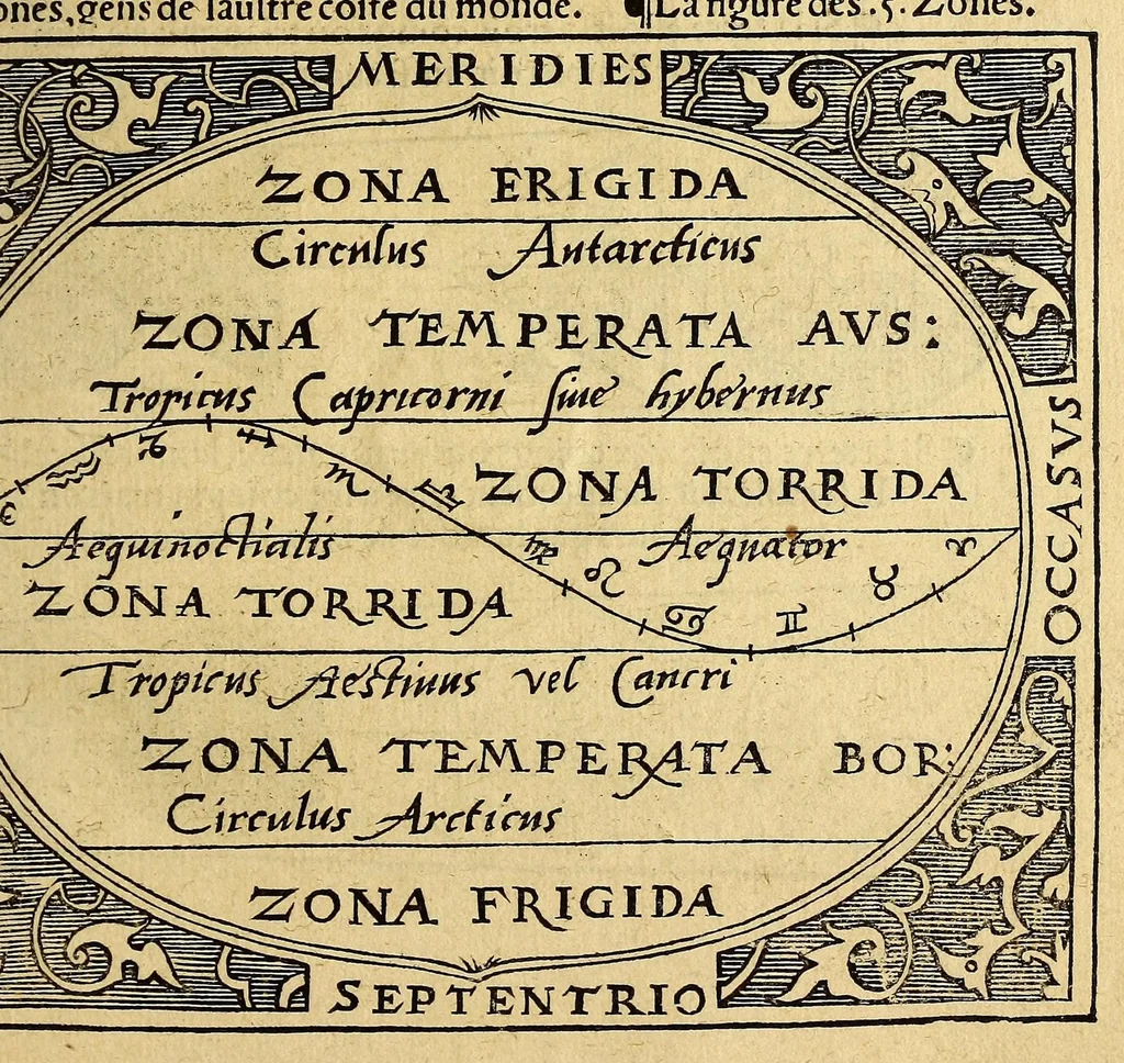 An illustration from La cosmographie de Pierre Apian, libure tresutile, traictant de toutes les regions [et] pays du monde par artifice astronomicque, nouuelleme[n]t traduict de latin en francois. ; Et par Gemma Frison ... corrige. Auecq[ue] aultres libures du mesme Gemma Fr. appartenantz audict artifice, co[m]me la page ensuyuante la declaire, 1544, leaf 17