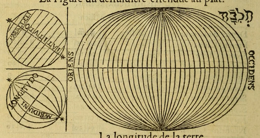 An illustration from La cosmographie de Pierre Apian, libure tresutile, traictant de toutes les regions [et] pays du monde par artifice astronomicque, nouuelleme[n]t traduict de latin en francois. ; Et par Gemma Frison ... corrige. Auecq[ue] aultres libures du mesme Gemma Fr. appartenantz audict artifice, co[m]me la page ensuyuante la declaire, 1544, leaf 22