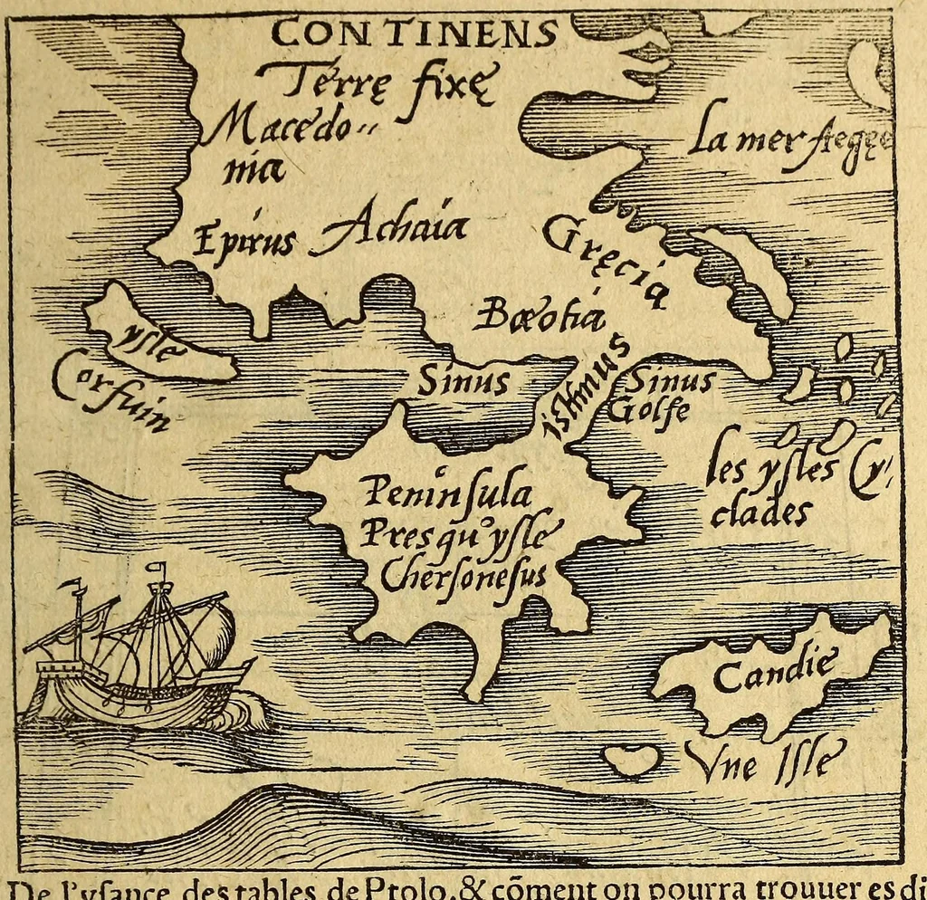 An illustration from La cosmographie de Pierre Apian, libure tresutile, traictant de toutes les regions [et] pays du monde par artifice astronomicque, nouuelleme[n]t traduict de latin en francois. ; Et par Gemma Frison ... corrige. Auecq[ue] aultres libures du mesme Gemma Fr. appartenantz audict artifice, co[m]me la page ensuyuante la declaire, 1544, leaf 59