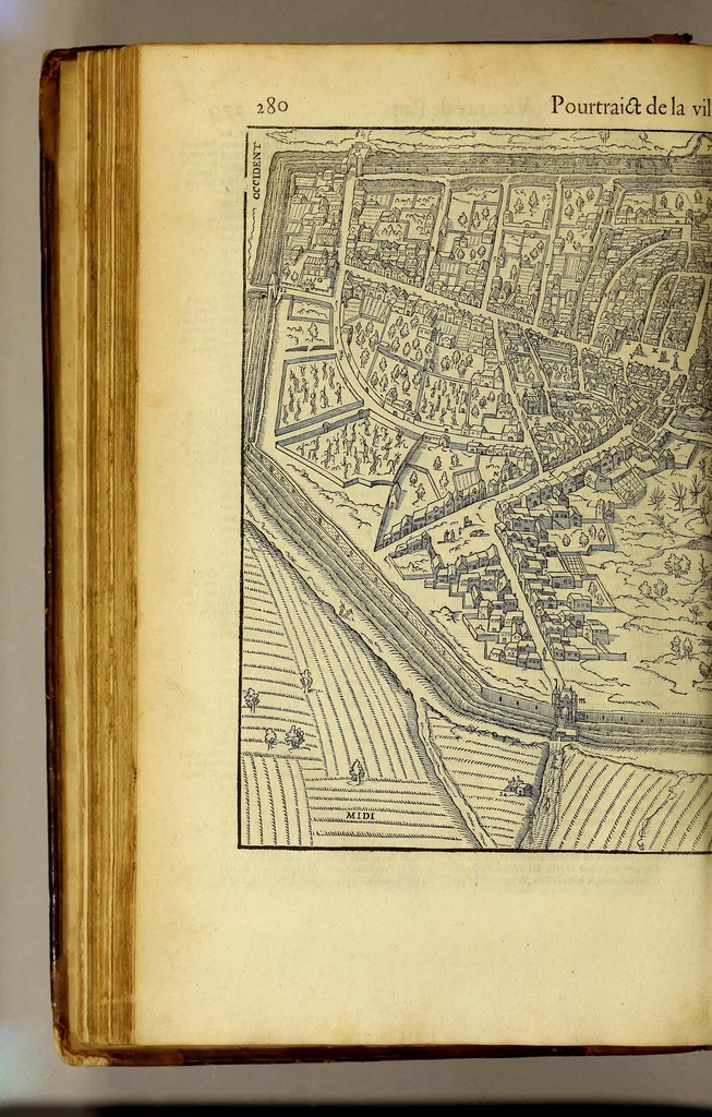 An illustration from La cosmographie vniuerselle de tout le monde. : En laquelle, suiuant les auteurs plus dignes de foy, sont au vray descriptes toutes les parties habitables, & non habitables de la terre, & de la mer, leurs assiettes & choses qu'elles produisent ... auec plusieurs autres choses, le sommaire desquelles se void en la page suiuante., 1575, leaf 282