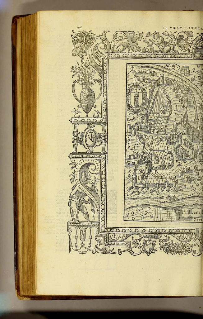 An illustration from La cosmographie vniuerselle de tout le monde. : En laquelle, suiuant les auteurs plus dignes de foy, sont au vray descriptes toutes les parties habitables, & non habitables de la terre, & de la mer, leurs assiettes & choses qu'elles produisent ... auec plusieurs autres choses, le sommaire desquelles se void en la page suiuante., 1575, leaf 598