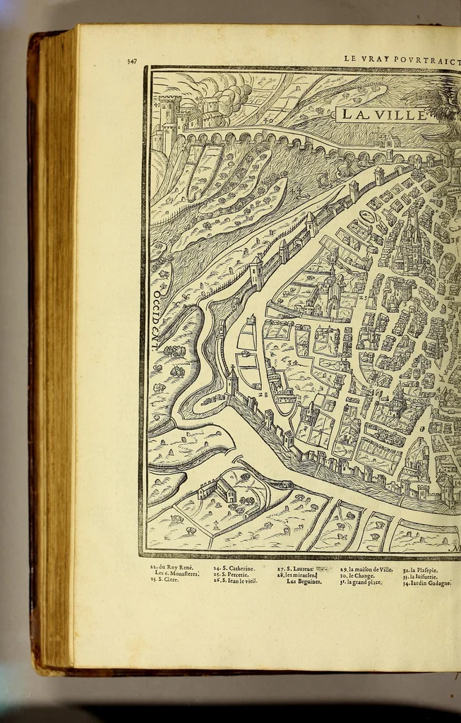 An illustration from La cosmographie vniuerselle de tout le monde. : En laquelle, suiuant les auteurs plus dignes de foy, sont au vray descriptes toutes les parties habitables, & non habitables de la terre, & de la mer, leurs assiettes & choses qu'elles produisent ... auec plusieurs autres choses, le sommaire desquelles se void en la page suiuante., 1575, leaf 654