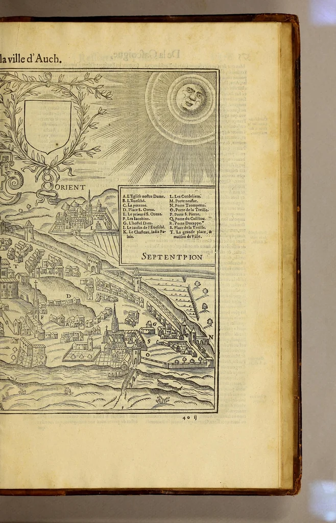 An illustration from La cosmographie vniuerselle de tout le monde. : En laquelle, suiuant les auteurs plus dignes de foy, sont au vray descriptes toutes les parties habitables, & non habitables de la terre, & de la mer, leurs assiettes & choses qu'elles produisent ... auec plusieurs autres choses, le sommaire desquelles se void en la page suiuante., 1575, leaf 691