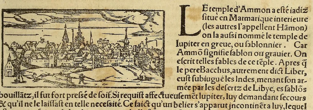 An illustration from La cosmographie vniuerselle, contenant la situation de toutes les parties du monde, auec leurs proprietez & appartenances. : La description des pays & regions diceluy ..., 1568, leaf 1437