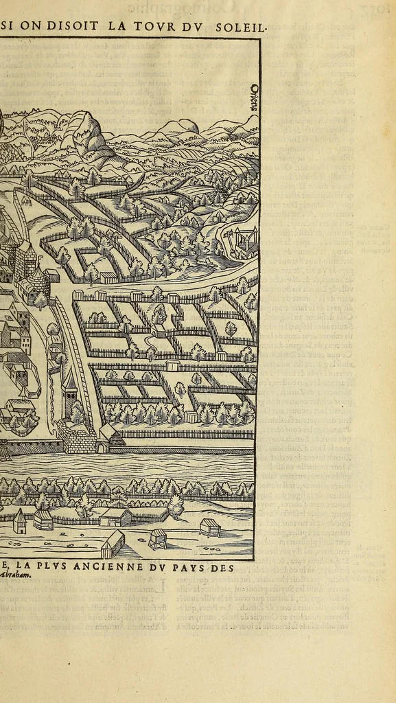 An illustration from La cosmographie vniuerselle de tout le monde. : En laquelle, suiuant les auteurs plus dignes de foy, sont au vray descriptes toutes les parties habitables, & non habitables de la terre, & de la mer, leurs assiettes & choses qu'elles produisent ... auec plusieurs autres choses, le sommaire desquelles se void en la page suiuante., 1575, leaf 347