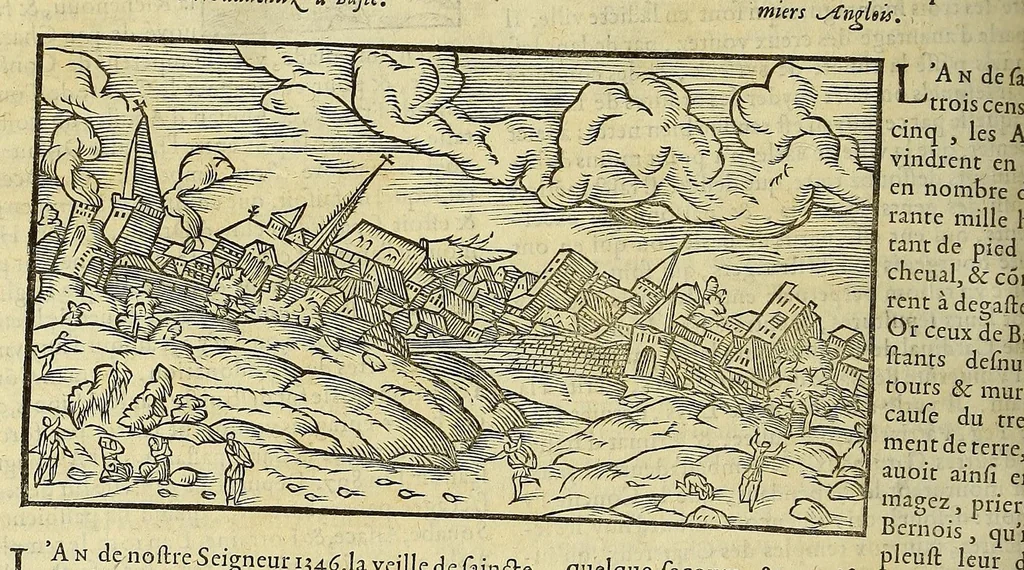 An illustration from La cosmographie vniuerselle de tout le monde. : En laquelle, suiuant les auteurs plus dignes de foy, sont au vray descriptes toutes les parties habitables, & non habitables de la terre, & de la mer, leurs assiettes & choses qu'elles produisent ... auec plusieurs autres choses, le sommaire desquelles se void en la page suiuante., 1575, leaf 374