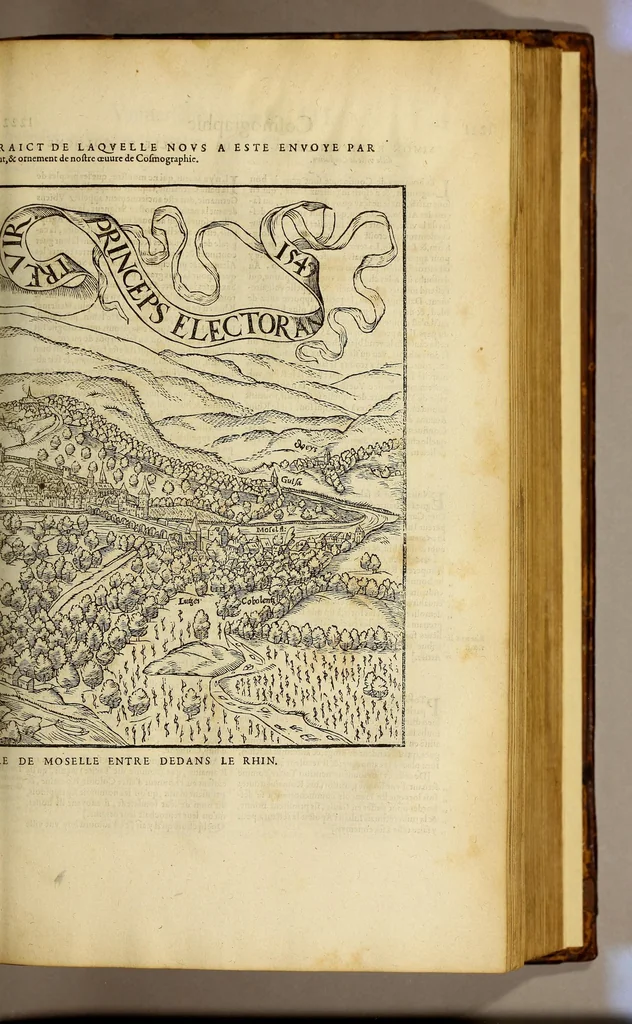 An illustration from La cosmographie vniuerselle de tout le monde. : En laquelle, suiuant les auteurs plus dignes de foy, sont au vray descriptes toutes les parties habitables, & non habitables de la terre, & de la mer, leurs assiettes & choses qu'elles produisent ... auec plusieurs autres choses, le sommaire desquelles se void en la page suiuante., 1575, leaf 445