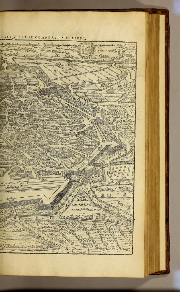 An illustration from La cosmographie vniuerselle de tout le monde. : En laquelle, suiuant les auteurs plus dignes de foy, sont au vray descriptes toutes les parties habitables, & non habitables de la terre, & de la mer, leurs assiettes & choses qu'elles produisent ... auec plusieurs autres choses, le sommaire desquelles se void en la page suiuante., 1575, leaf 457