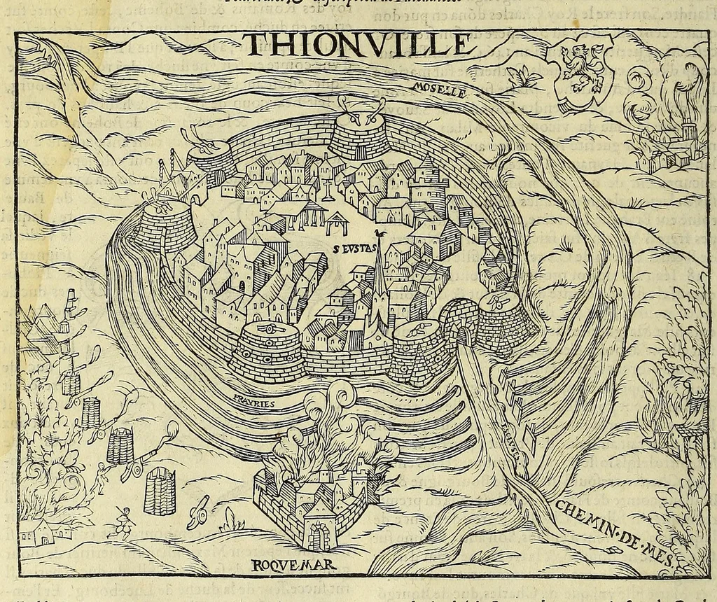 An illustration from La cosmographie vniuerselle de tout le monde. : En laquelle, suiuant les auteurs plus dignes de foy, sont au vray descriptes toutes les parties habitables, & non habitables de la terre, & de la mer, leurs assiettes & choses qu'elles produisent ... auec plusieurs autres choses, le sommaire desquelles se void en la page suiuante., 1575, leaf 48