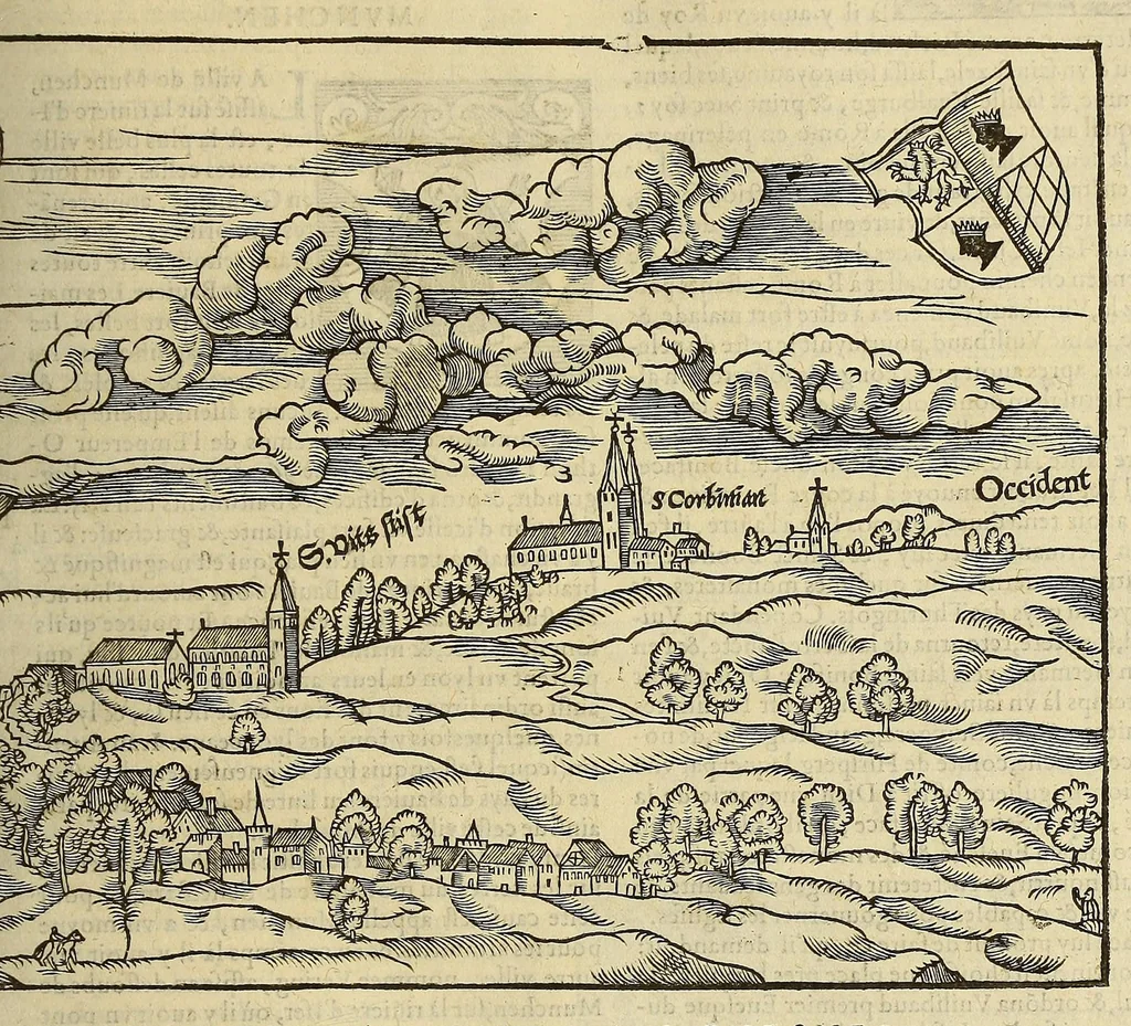 An illustration from La cosmographie vniuerselle de tout le monde. : En laquelle, suiuant les auteurs plus dignes de foy, sont au vray descriptes toutes les parties habitables, & non habitables de la terre, & de la mer, leurs assiettes & choses qu'elles produisent ... auec plusieurs autres choses, le sommaire desquelles se void en la page suiuante., 1575, leaf 583