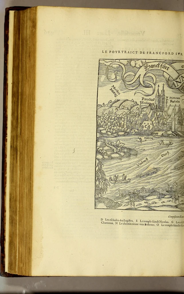 An illustration from La cosmographie vniuerselle de tout le monde. : En laquelle, suiuant les auteurs plus dignes de foy, sont au vray descriptes toutes les parties habitables, & non habitables de la terre, & de la mer, leurs assiettes & choses qu'elles produisent ... auec plusieurs autres choses, le sommaire desquelles se void en la page suiuante., 1575, leaf 670
