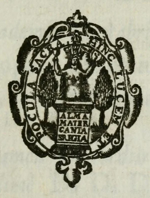 An illustration from Lacrymae cantabrigienses in obitum serenissemae reginae Mariae, 1694, leaf 5