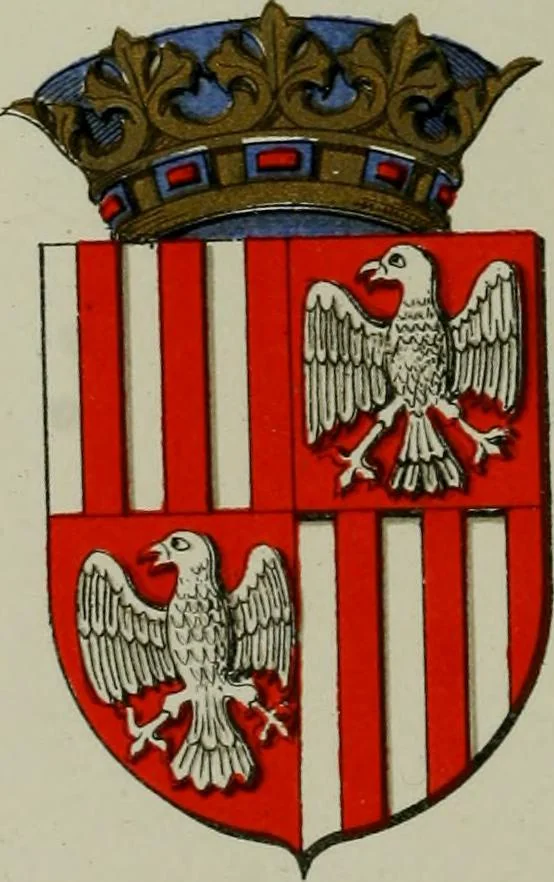 An illustration from Lacunar basilicae Sancti Macarii, aberdonensis : the heraldic ceiling of the cathedral church of St. Machar, old Aberdeen, described in historical and armorial detail by William Duguid Geddes, LL.D., and Peter Duguid, 1888, leaf 127
