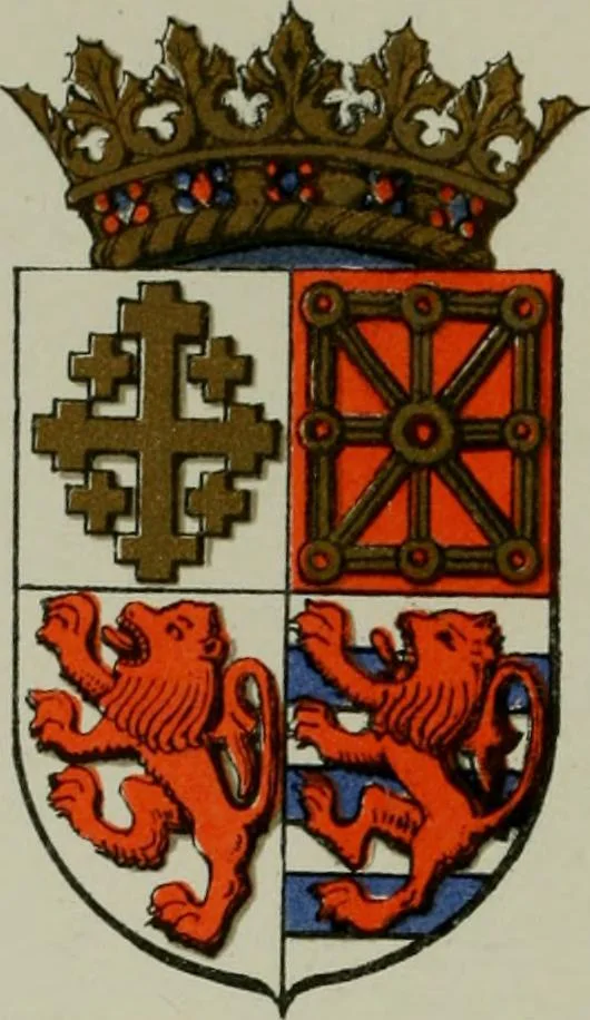 An illustration from Lacunar basilicae Sancti Macarii, aberdonensis : the heraldic ceiling of the cathedral church of St. Machar, old Aberdeen, described in historical and armorial detail by William Duguid Geddes, LL.D., and Peter Duguid, 1888, leaf 133