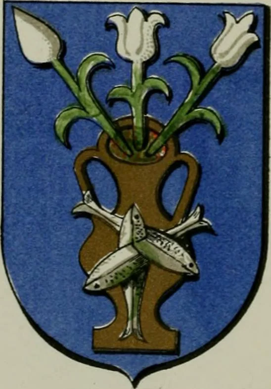 An illustration from Lacunar basilicae Sancti Macarii, aberdonensis : the heraldic ceiling of the cathedral church of St. Machar, old Aberdeen, described in historical and armorial detail by William Duguid Geddes, LL.D., and Peter Duguid, 1888, leaf 141