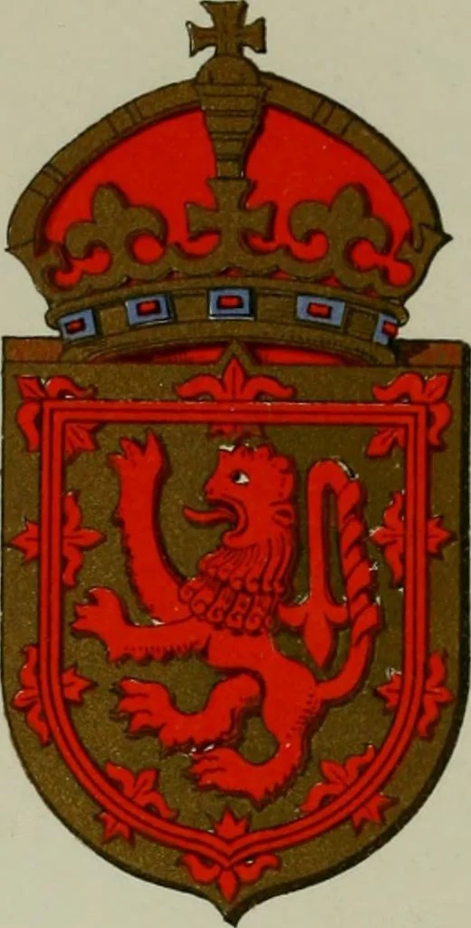 An illustration from Lacunar basilicae Sancti Macarii, aberdonensis : the heraldic ceiling of the cathedral church of St. Machar, old Aberdeen, described in historical and armorial detail by William Duguid Geddes, LL.D., and Peter Duguid, 1888, leaf 146