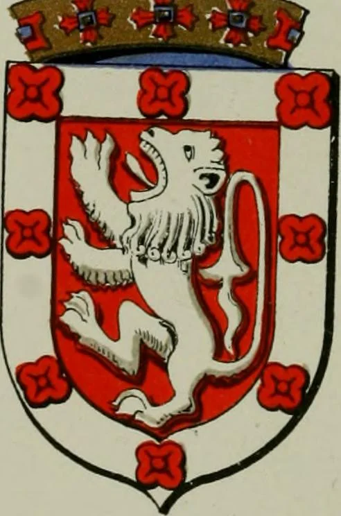 An illustration from Lacunar basilicae Sancti Macarii, aberdonensis : the heraldic ceiling of the cathedral church of St. Machar, old Aberdeen, described in historical and armorial detail by William Duguid Geddes, LL.D., and Peter Duguid, 1888, leaf 150