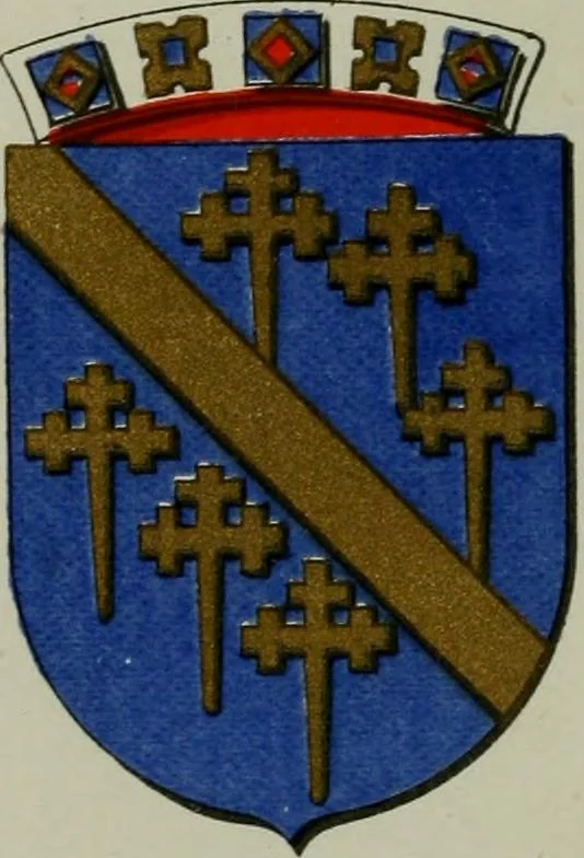 An illustration from Lacunar basilicae Sancti Macarii, aberdonensis : the heraldic ceiling of the cathedral church of St. Machar, old Aberdeen, described in historical and armorial detail by William Duguid Geddes, LL.D., and Peter Duguid, 1888, leaf 158