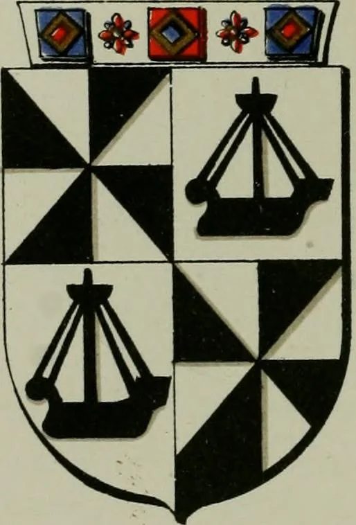 An illustration from Lacunar basilicae Sancti Macarii, aberdonensis : the heraldic ceiling of the cathedral church of St. Machar, old Aberdeen, described in historical and armorial detail by William Duguid Geddes, LL.D., and Peter Duguid, 1888, leaf 166