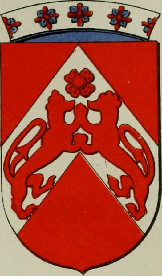 An illustration from Lacunar basilicae Sancti Macarii, aberdonensis : the heraldic ceiling of the cathedral church of St. Machar, old Aberdeen, described in historical and armorial detail by William Duguid Geddes, LL.D., and Peter Duguid, 1888, leaf 174