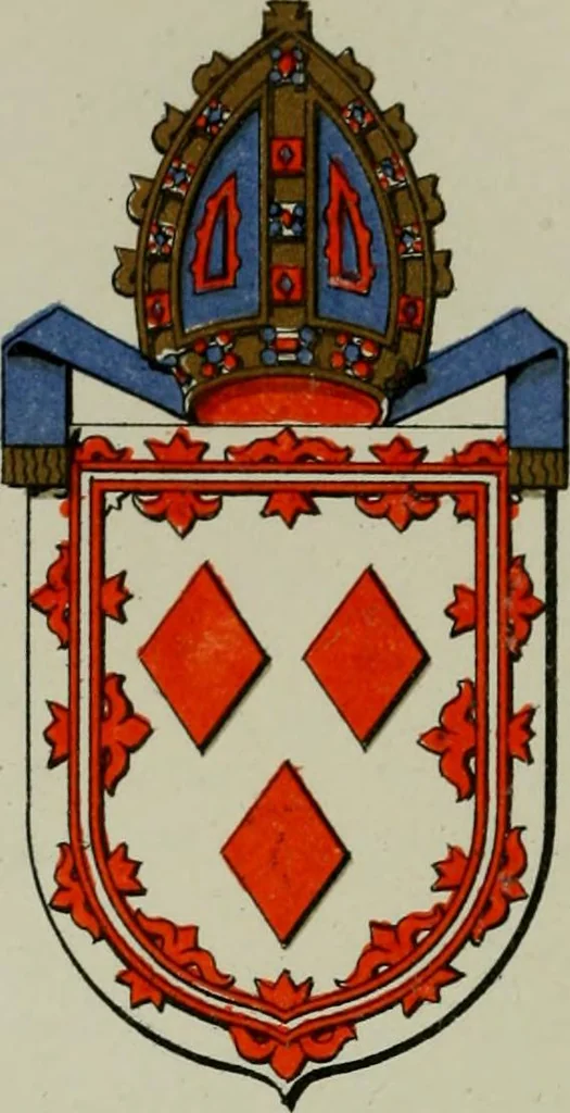 An illustration from Lacunar basilicae Sancti Macarii, aberdonensis : the heraldic ceiling of the cathedral church of St. Machar, old Aberdeen, described in historical and armorial detail by William Duguid Geddes, LL.D., and Peter Duguid, 1888, leaf 186