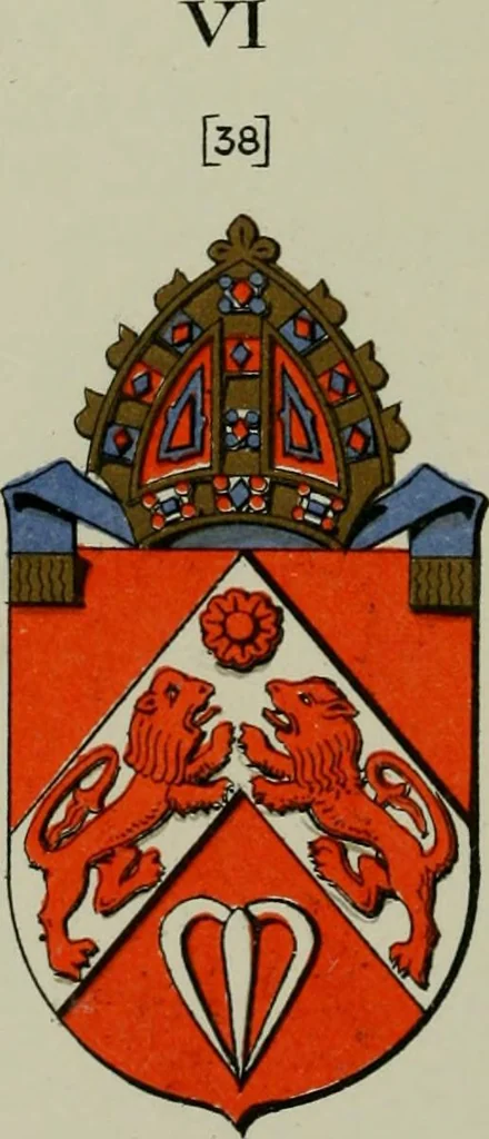 An illustration from Lacunar basilicae Sancti Macarii, aberdonensis : the heraldic ceiling of the cathedral church of St. Machar, old Aberdeen, described in historical and armorial detail by William Duguid Geddes, LL.D., and Peter Duguid, 1888, leaf 186